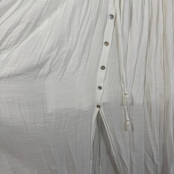 Aakaa White Boho Deep V-Neck Tassel Waist Beach Cover-Up Maxi Dress Size S - Picture 7 of 16